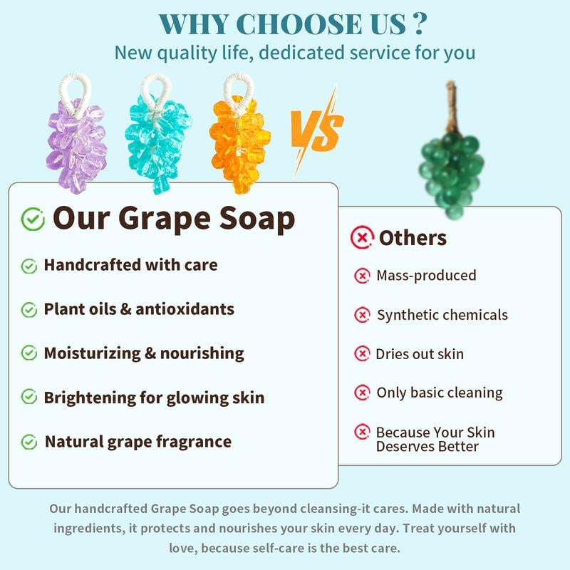 Last Day 49% OFF🔥Handmade Grape-Shaped Soap with Natural Hemp Rope & Gift Box 🍇🧼