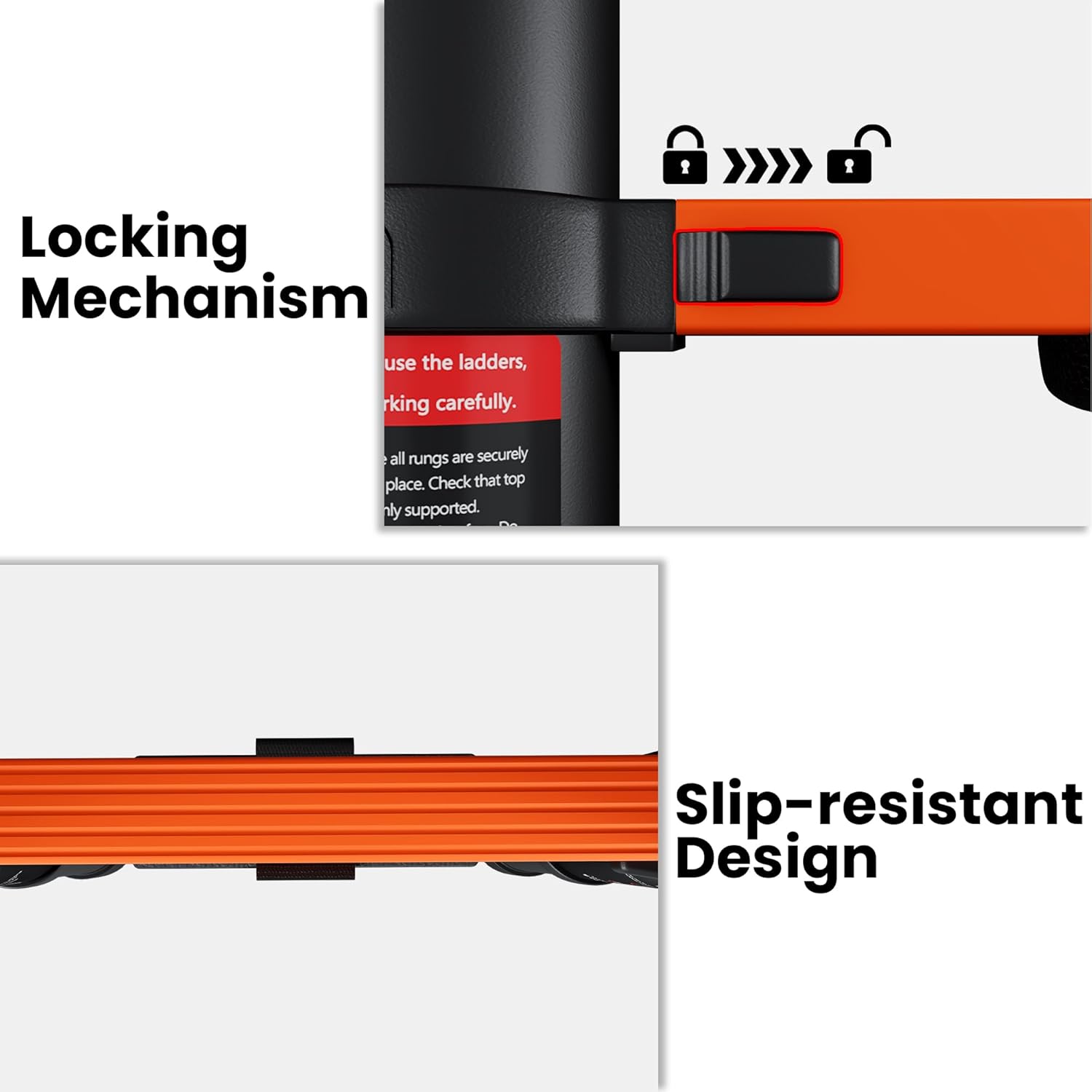 Telescopic ladder, aluminum alloy telescopic ladder, 330 lbs load capacity, multi-purpose foldable ladder for home and office use; orange