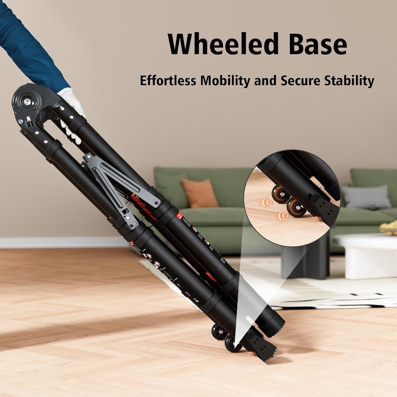 Telescopic ladder, aluminum alloy telescopic ladder, 330 lbs load capacity, multi-purpose foldable ladder for home and office use; orange