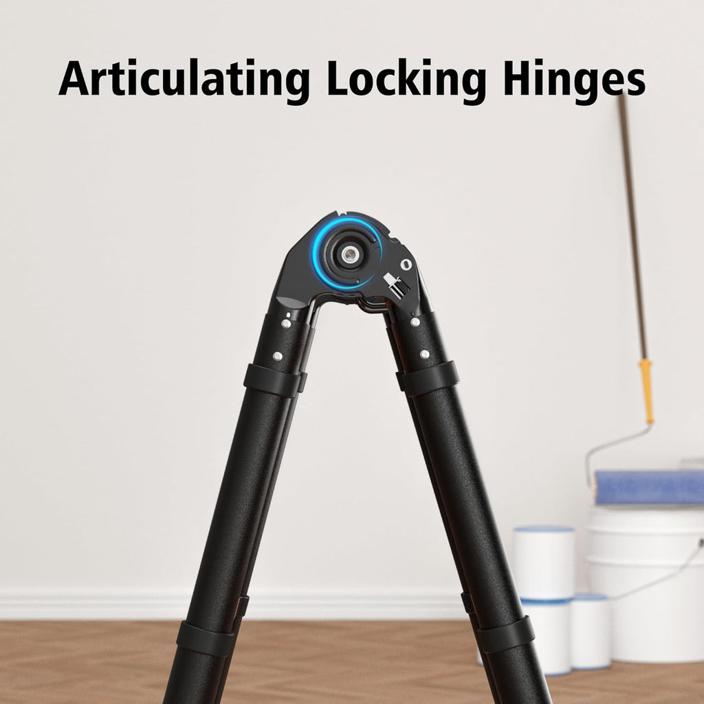 Telescopic ladder, aluminum alloy telescopic ladder, 330 lbs load capacity, multi-purpose foldable ladder for home and office use; orange