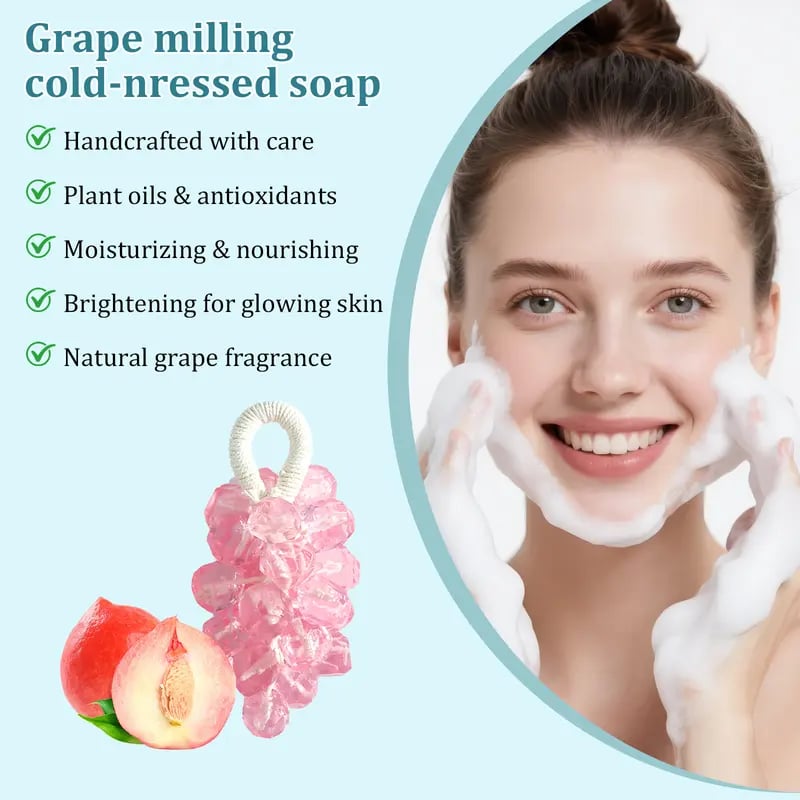 Grape Soap. Handcrafted Grapes Soap on a Ropes. Cold-Process Soaps for Hand Washing. Air Freshening. or Decoration