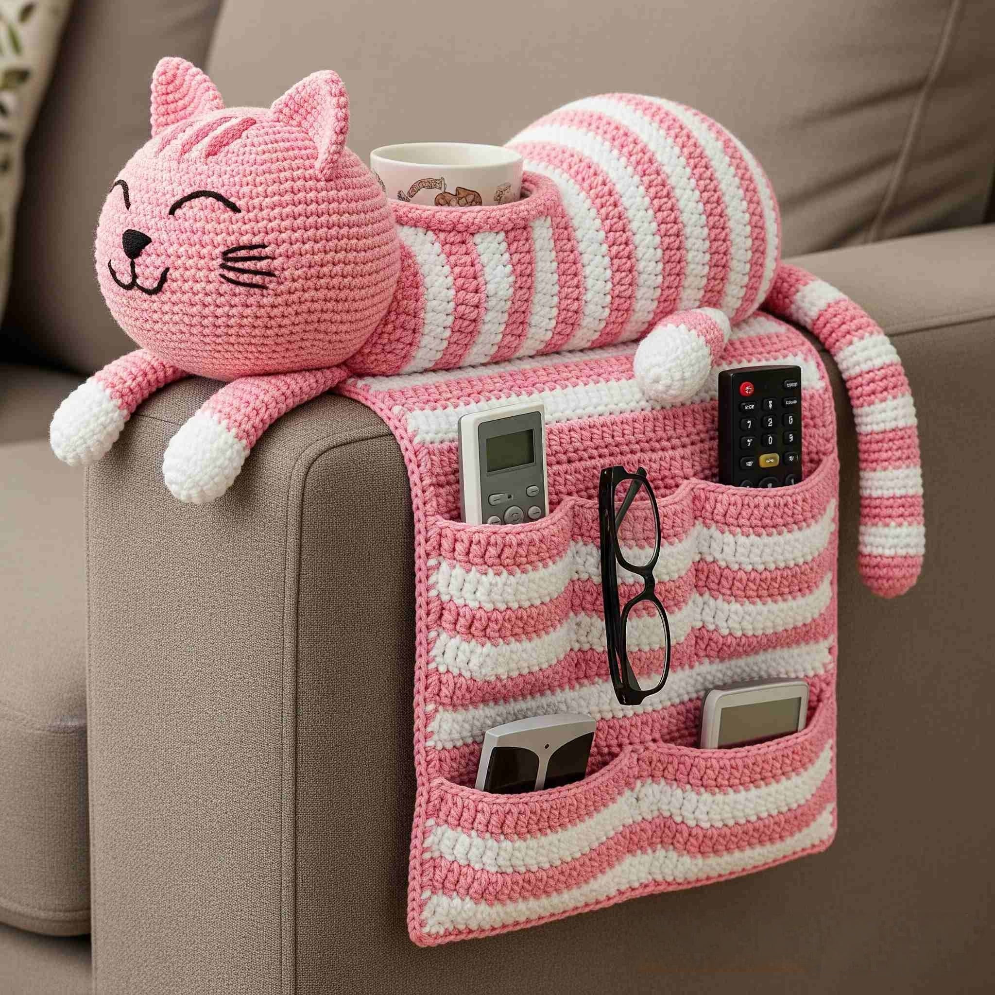 Crochet (Cat Dog Rabbit) Sofa Organizer | Perfect for Holding Remotes & Drinks