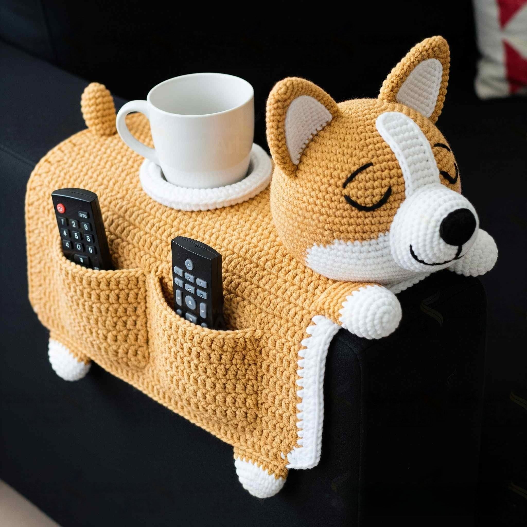 Crochet (Cat Dog Rabbit) Sofa Organizer | Perfect for Holding Remotes & Drinks