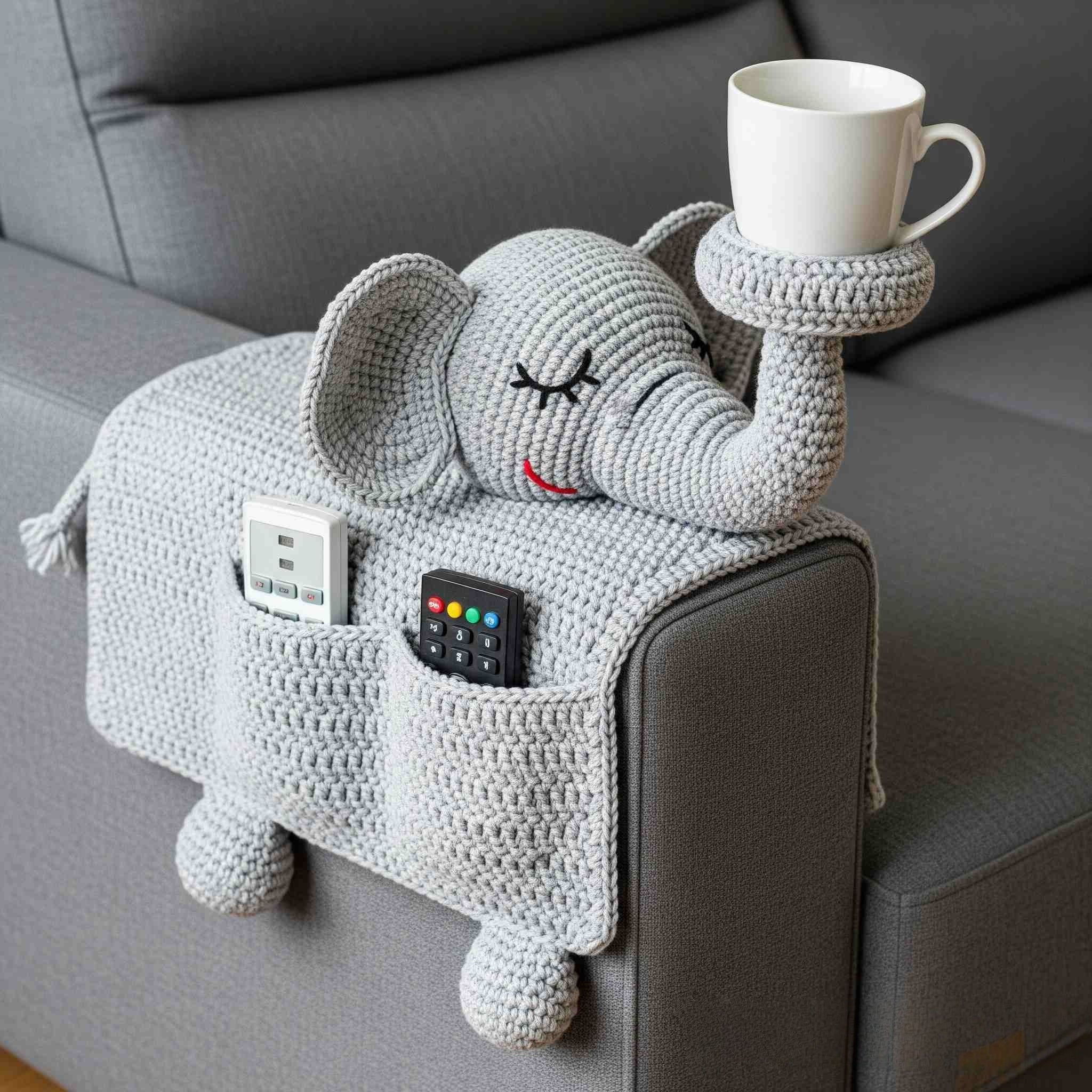 Crochet (Cat Dog Rabbit) Sofa Organizer | Perfect for Holding Remotes & Drinks