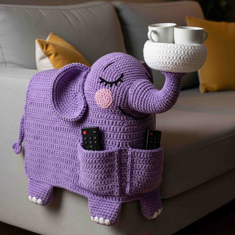 Crochet (Cat Dog Rabbit) Sofa Organizer | Perfect for Holding Remotes & Drinks
