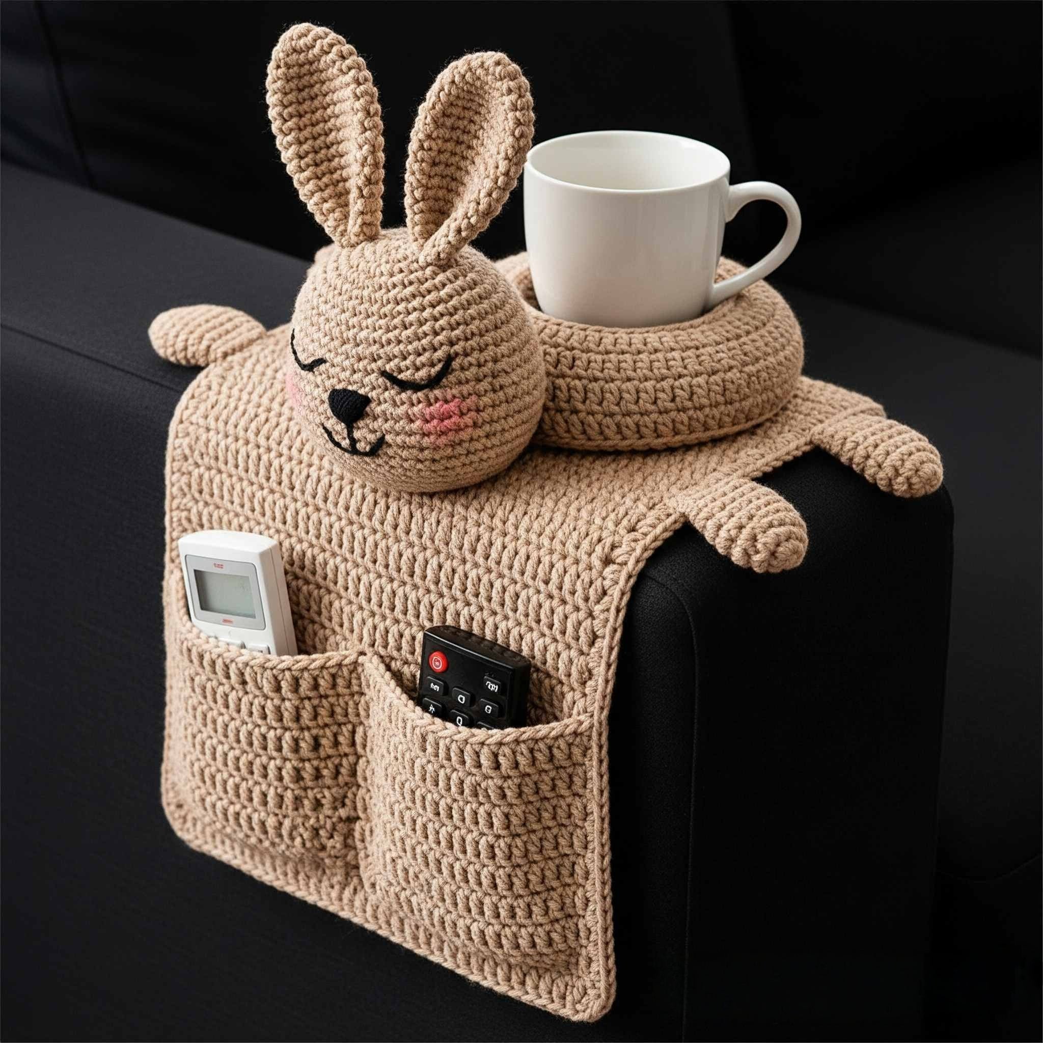 Crochet (Cat Dog Rabbit) Sofa Organizer | Perfect for Holding Remotes & Drinks
