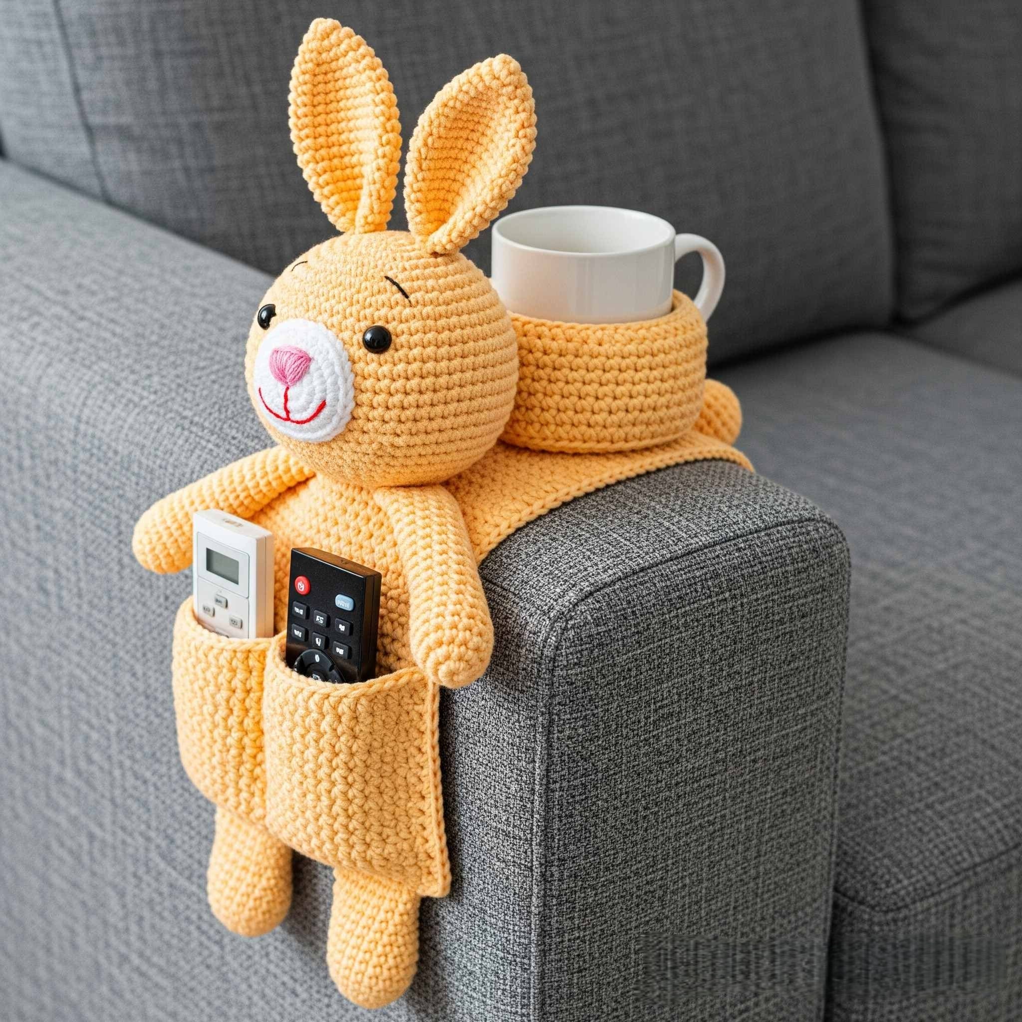Crochet (Cat Dog Rabbit) Sofa Organizer | Perfect for Holding Remotes & Drinks